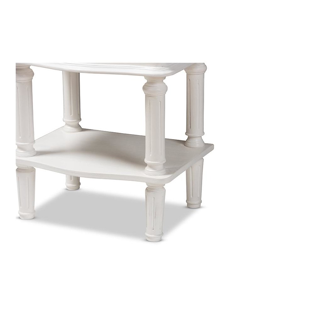 Audrey Country Cottage Farmhouse White Finished 2-Drawer Nightstand. Picture 7