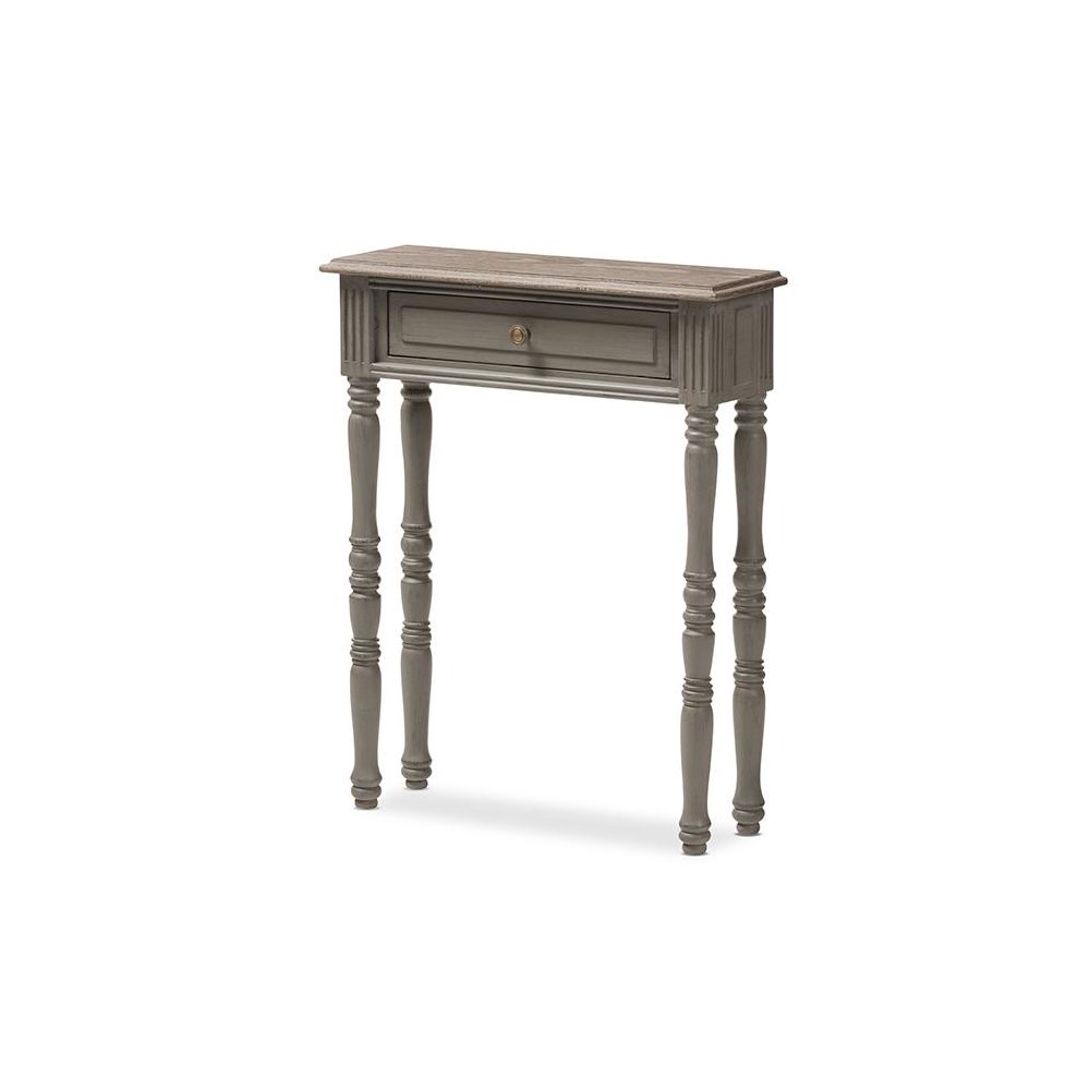 Noemie Country Cottage Farmhouse Brown Finished 1-Drawer Console Table. Picture 1