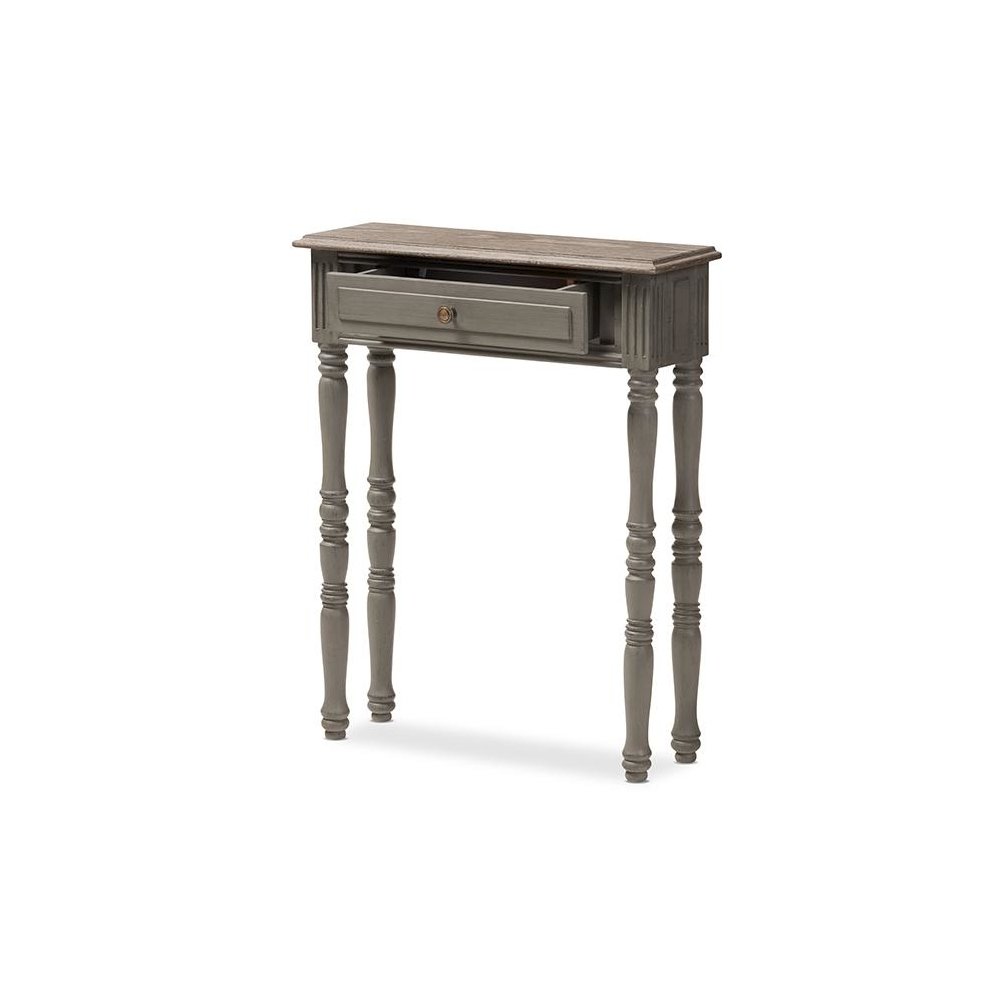 Noemie Country Cottage Farmhouse Brown Finished 1-Drawer Console Table. Picture 2