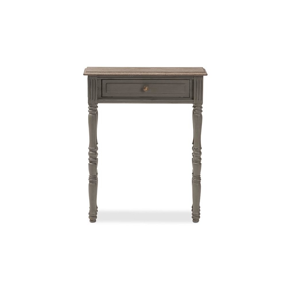 Noemie Country Cottage Farmhouse Brown Finished 1-Drawer Console Table. Picture 3