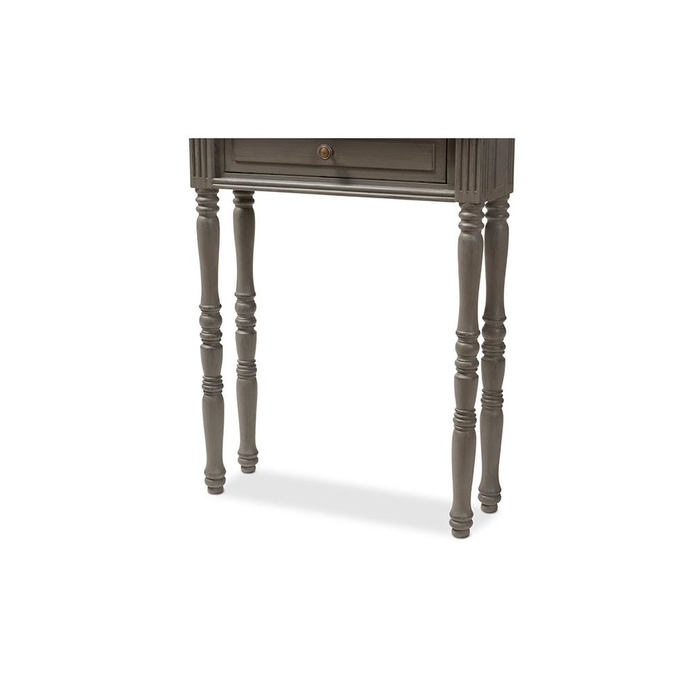Noemie Country Cottage Farmhouse Brown Finished 1-Drawer Console Table. Picture 8
