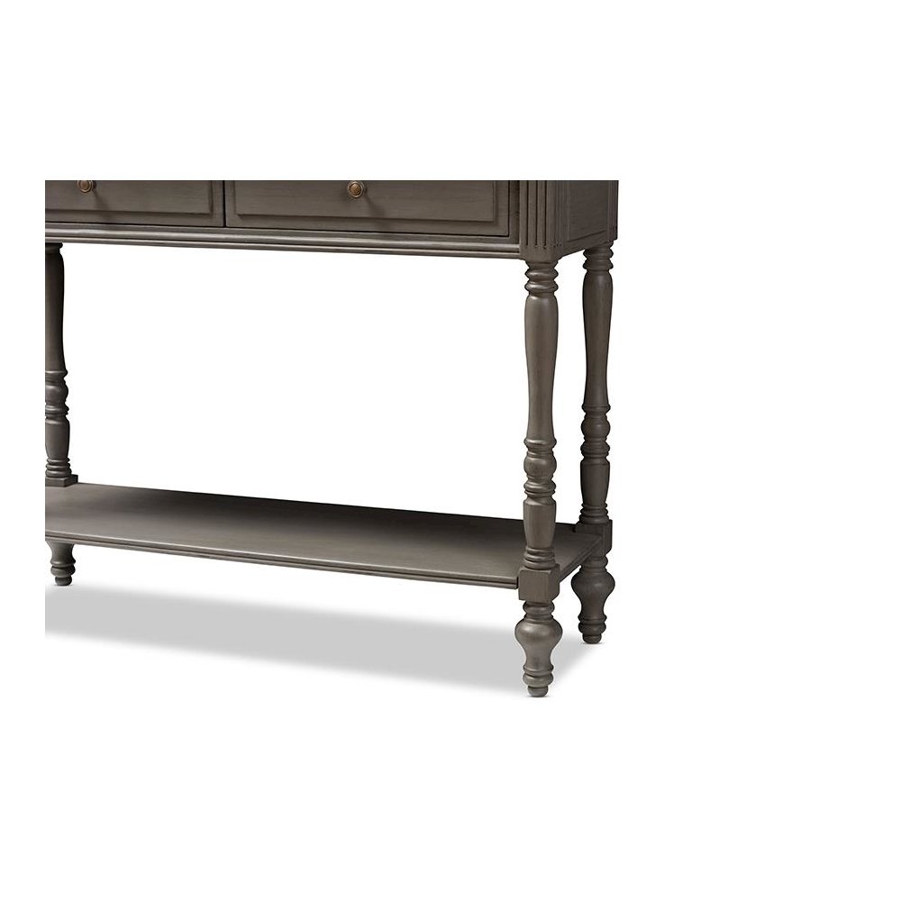Noemie Country Cottage Farmhouse Brown Finished 2-Drawer Console Table. Picture 7