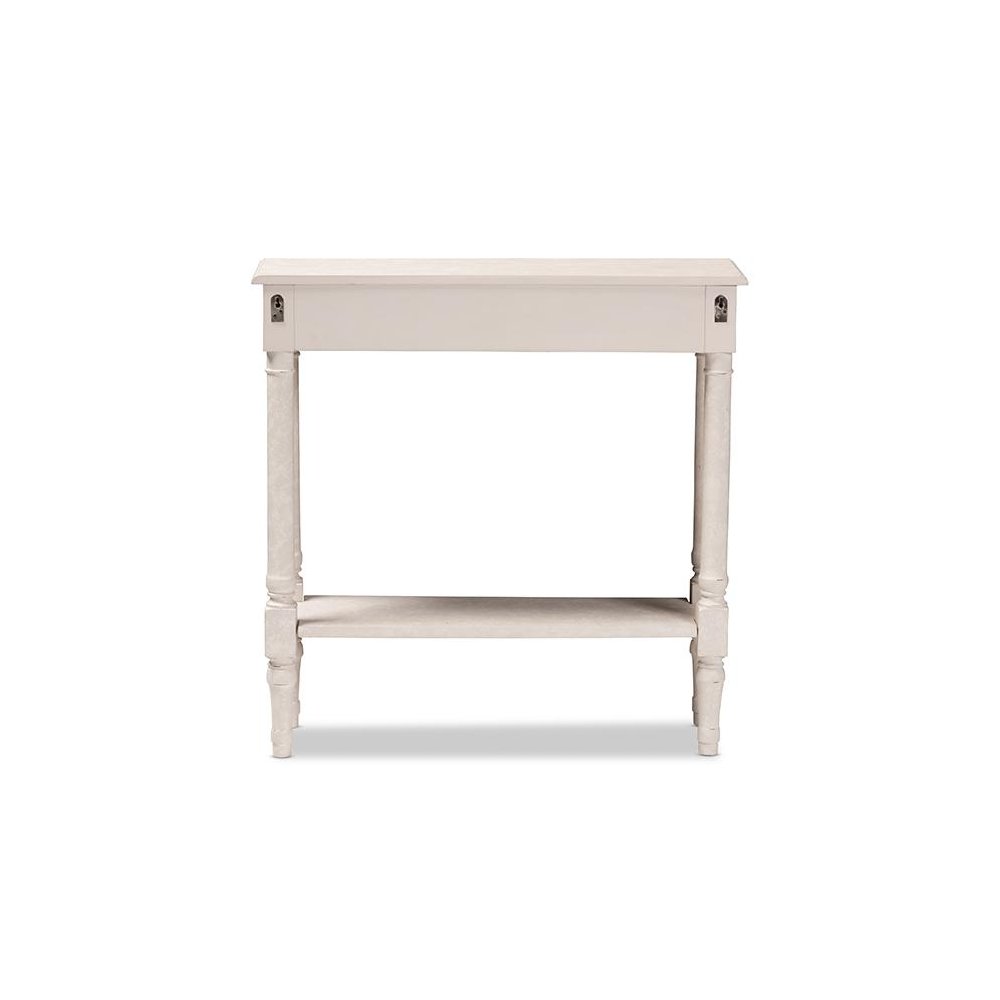 Ariella Country Cottage Farmhouse Whitewashed 1-Drawer Console Table. Picture 5