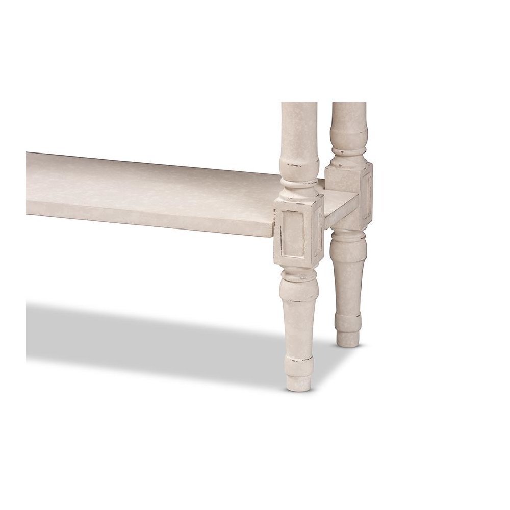 Ariella Country Cottage Farmhouse Whitewashed 1-Drawer Console Table. Picture 9