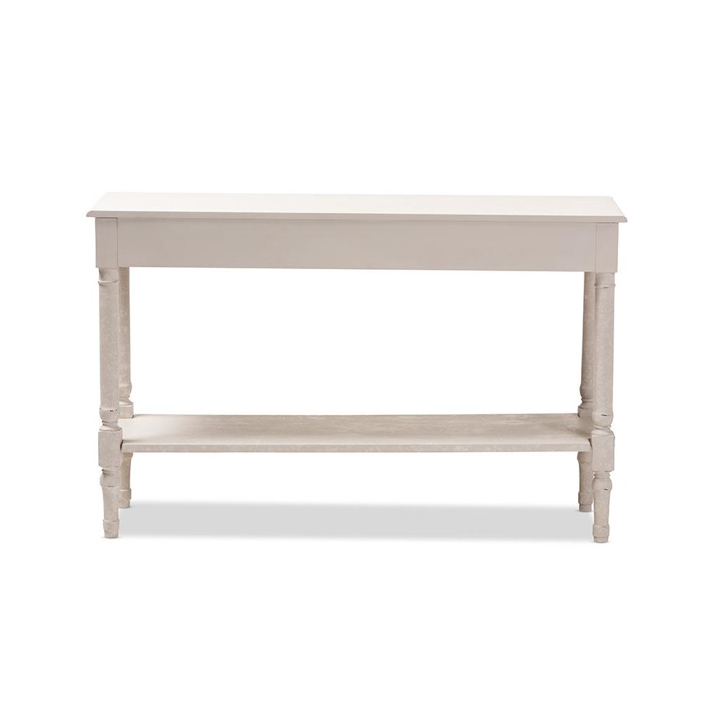 Ariella Country Cottage Farmhouse Whitewashed 1-Drawer Console Table. Picture 5