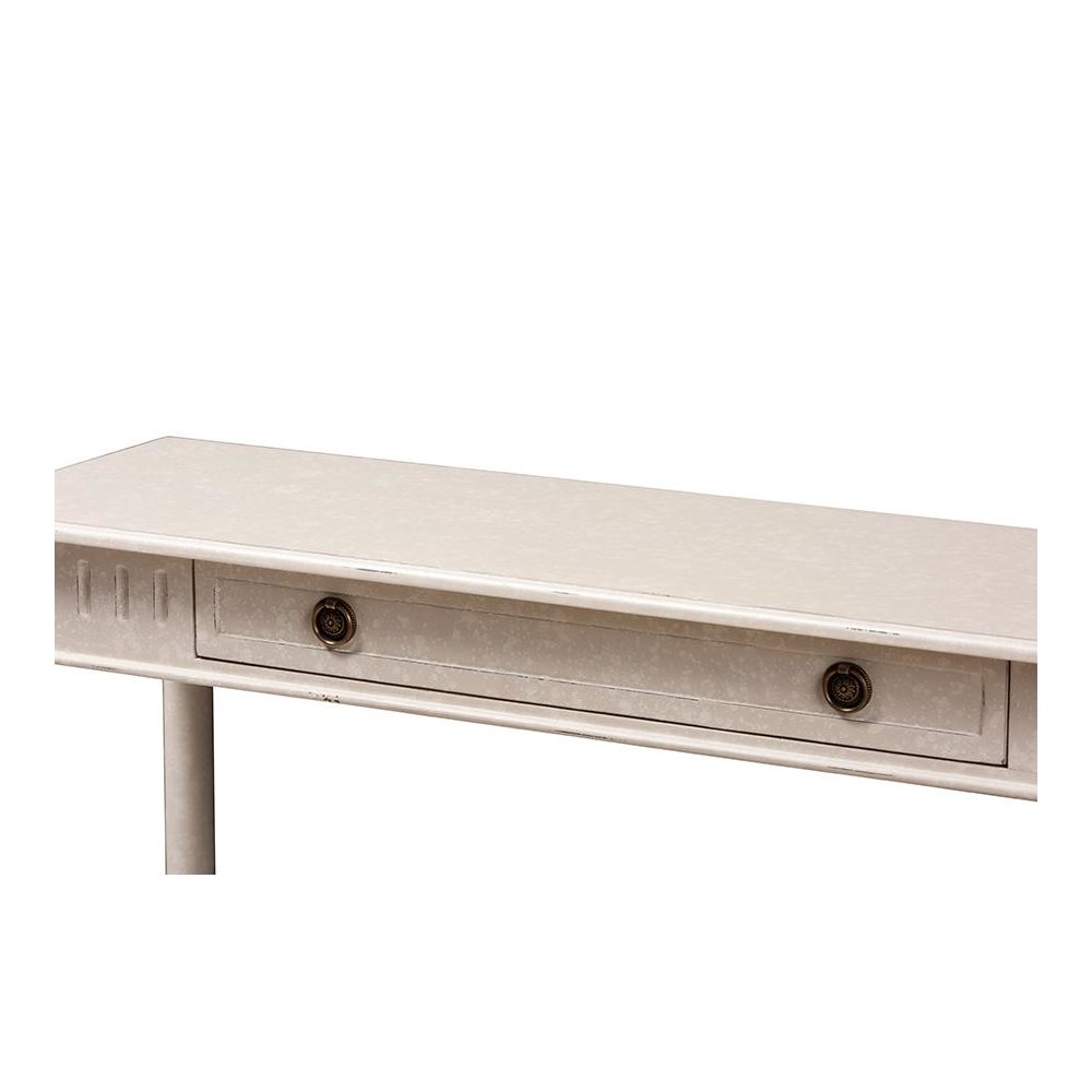 Ariella Country Cottage Farmhouse Whitewashed 1-Drawer Console Table. Picture 6