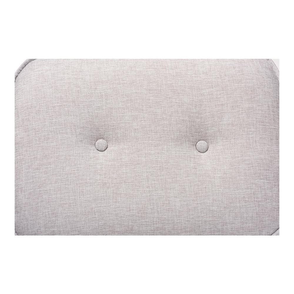 Greyish Beige Fabric Upholstered Walnut Brown Finished Wood Ottoman. Picture 4