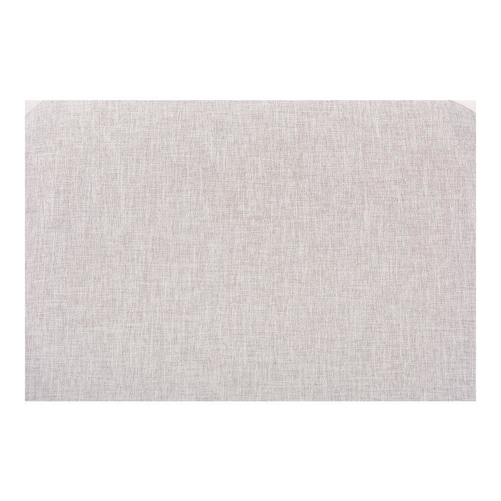 Greyish Beige Fabric Upholstered Walnut Brown Finished Wood Ottoman. Picture 4
