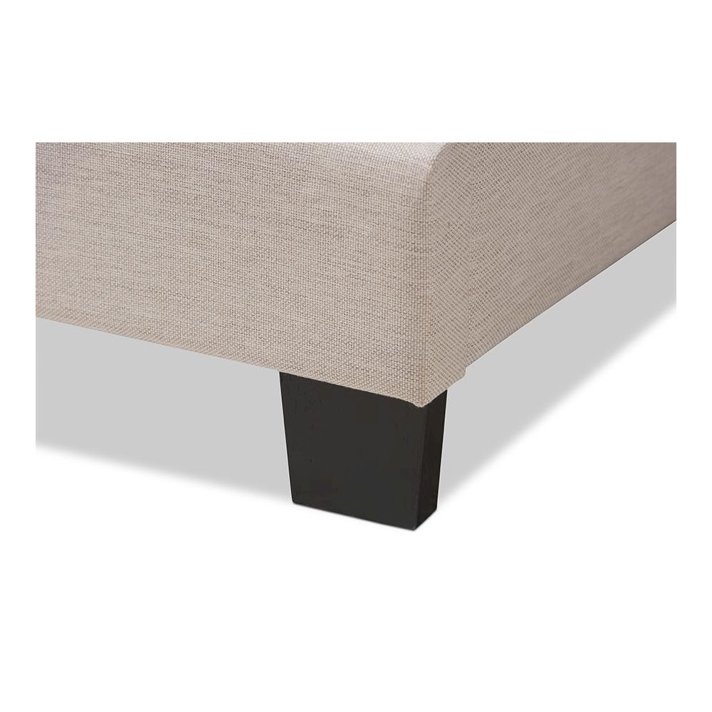 Audrey Modern and Contemporary Light Beige Fabric Upholstered Full Size Bed. Picture 5