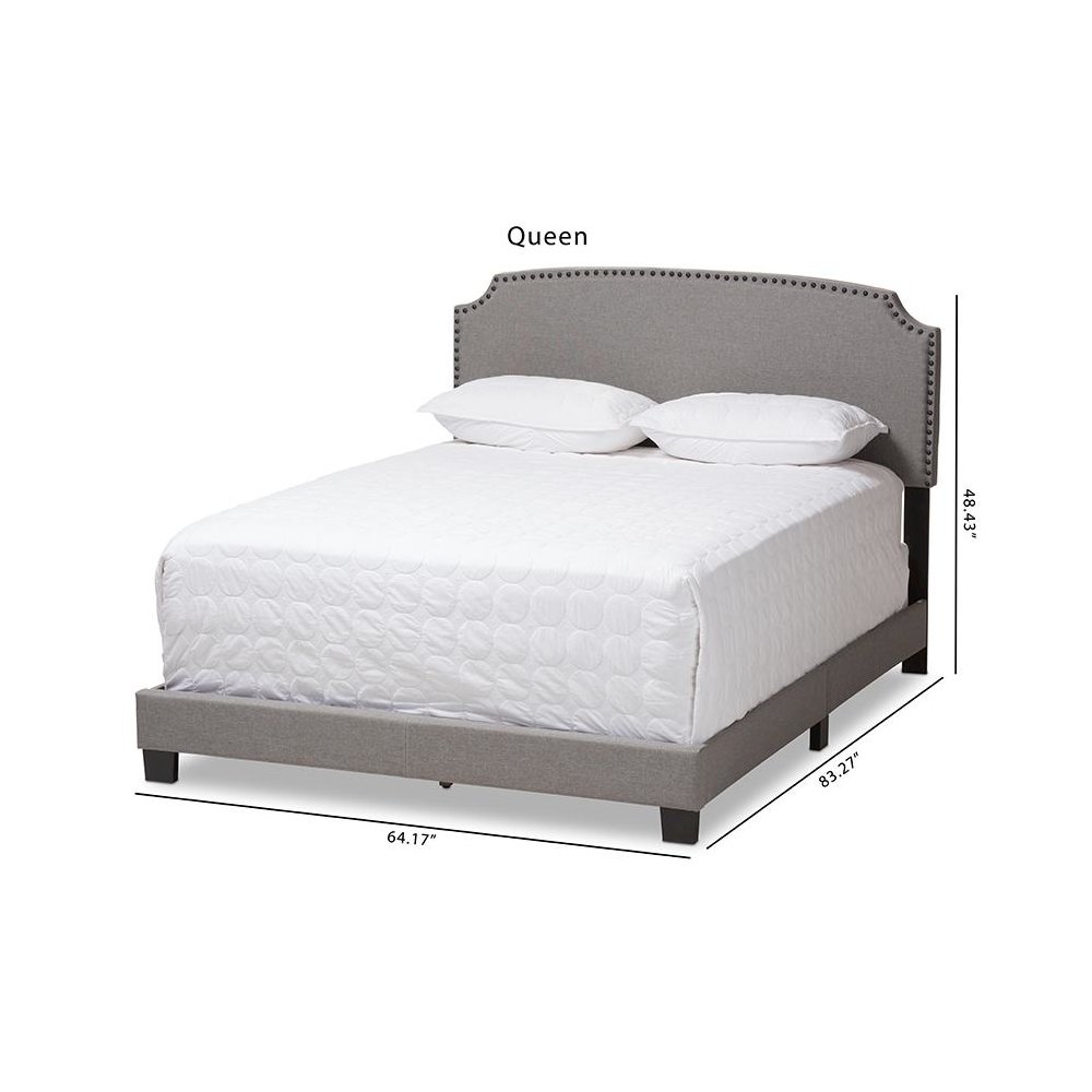 Odette Modern and Contemporary Light Grey Fabric Upholstered Full Size Bed. Picture 9