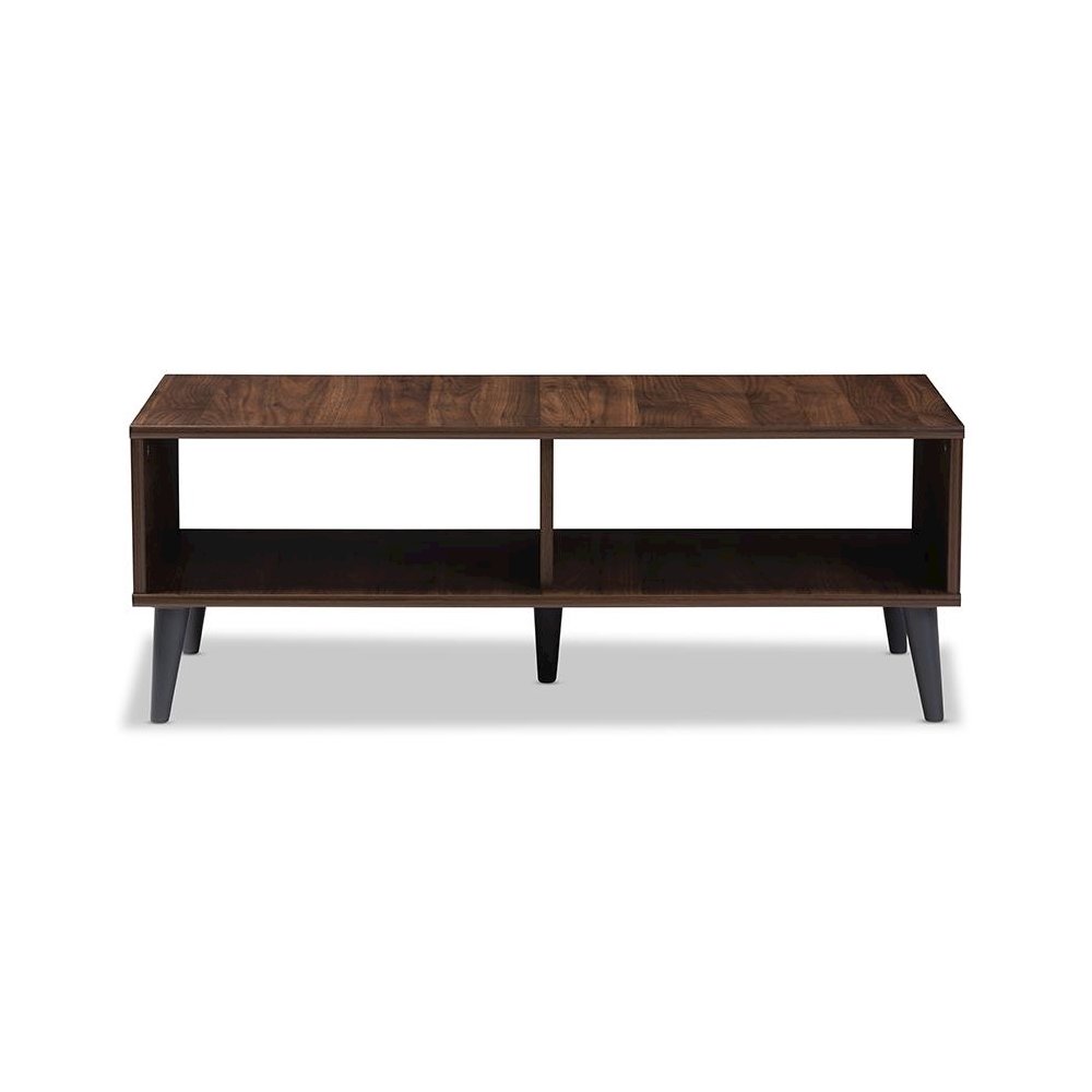 Pierre Mid-Century Modern Brown and Dark Grey Finished Wood Coffee Table. Picture 2