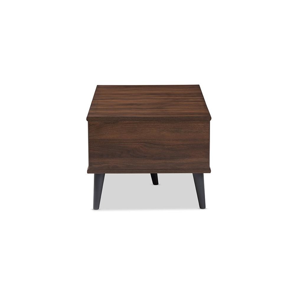 Pierre Mid-Century Modern Brown and Dark Grey Finished Wood Coffee Table. Picture 3