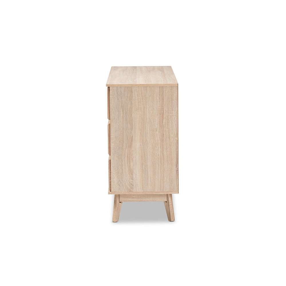 Baxton Studio Miren Mid-Century Modern Light Oak and Dark Grey 6-Drawer Dresser. Picture 4