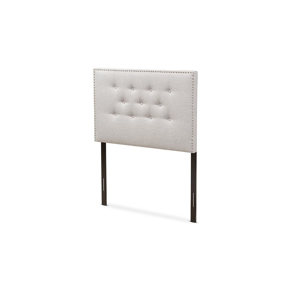 Greyish Beige Fabric Upholstered Twin Size Headboard. Picture 1