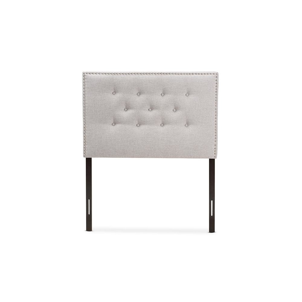 Greyish Beige Fabric Upholstered Twin Size Headboard. Picture 2