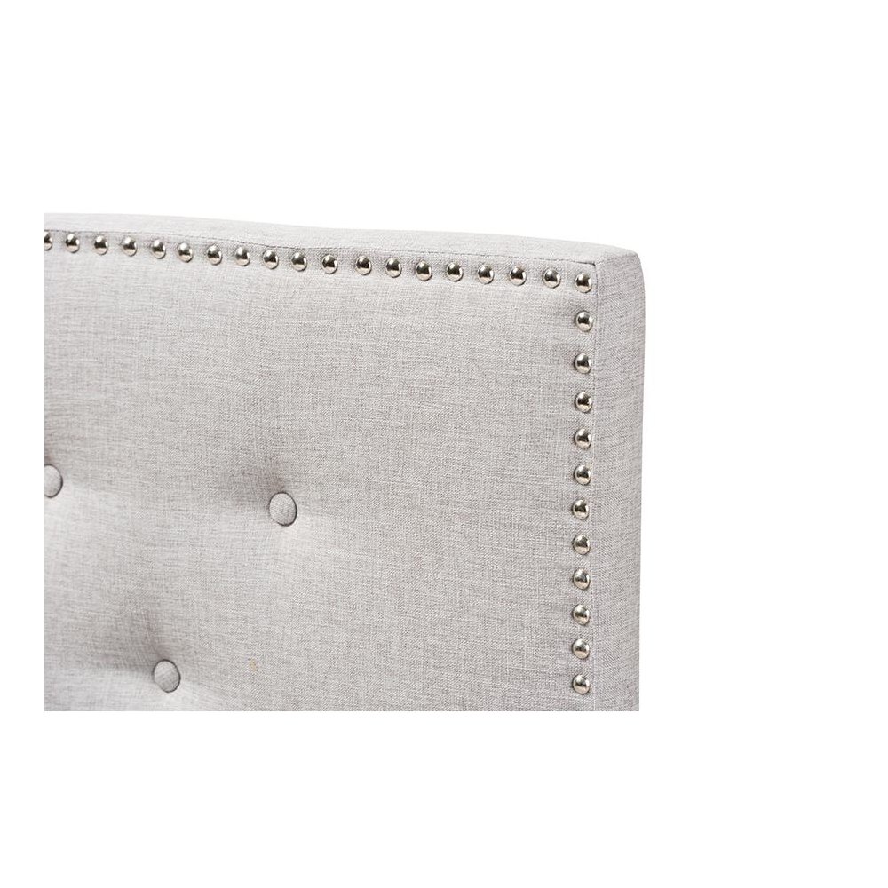 Greyish Beige Fabric Upholstered Twin Size Headboard. Picture 3