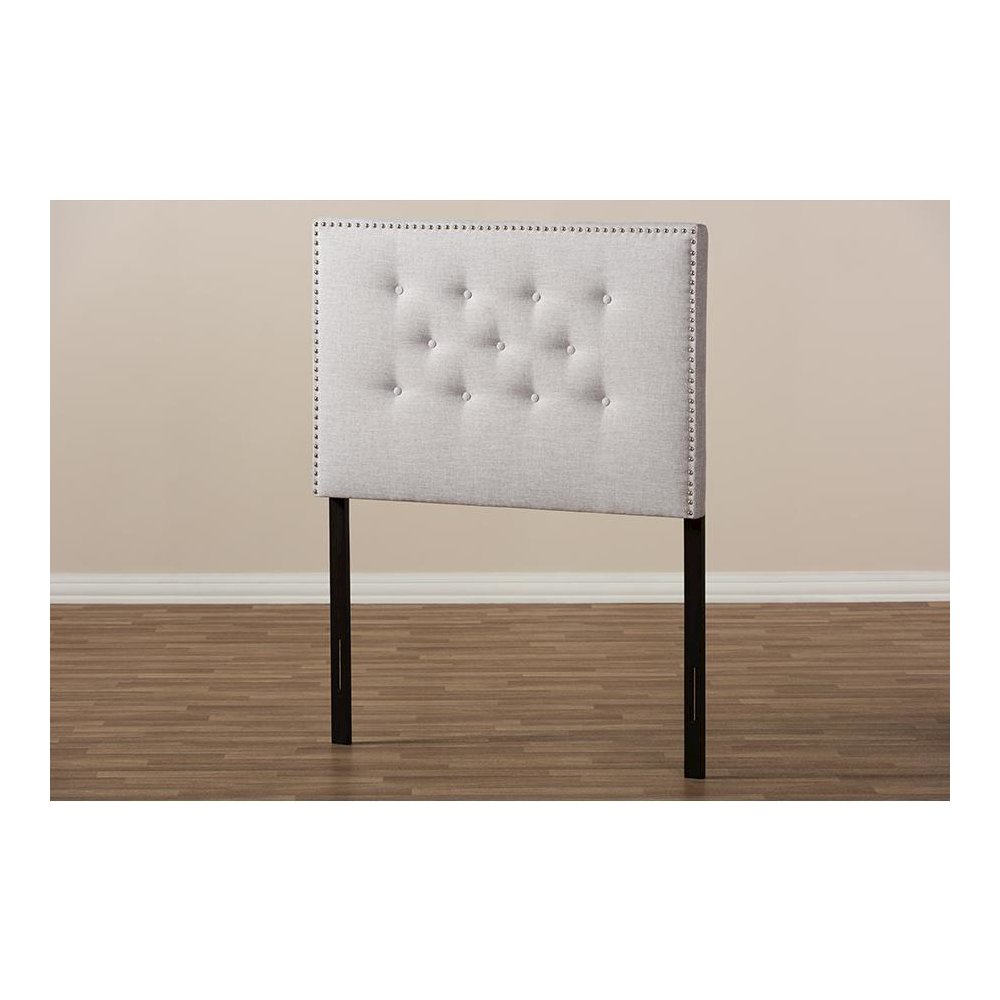 Greyish Beige Fabric Upholstered Twin Size Headboard. Picture 5