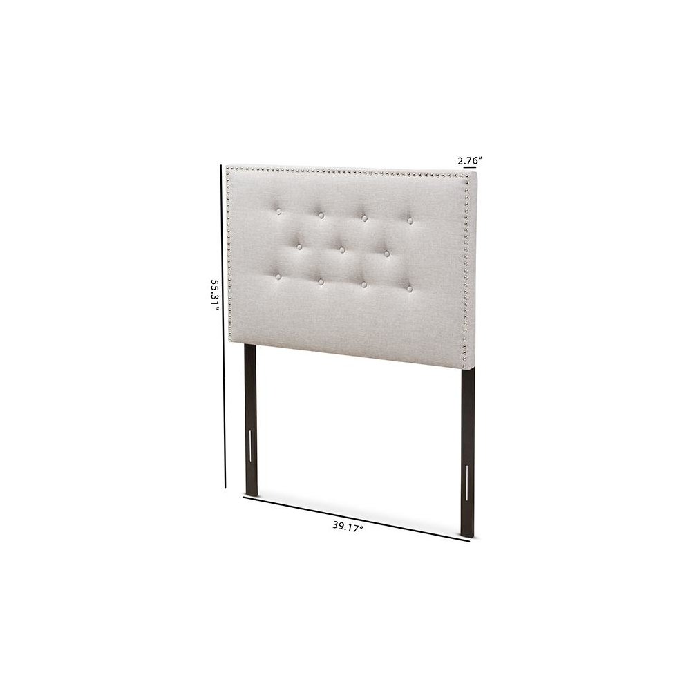 Greyish Beige Fabric Upholstered Twin Size Headboard. Picture 6