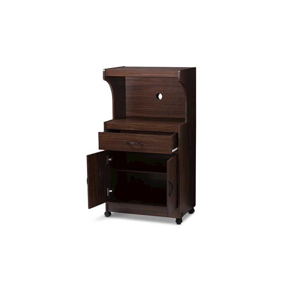 Tannis Modern and Contemporary Dark Walnut Finished Kitchen Cabinet. Picture 2