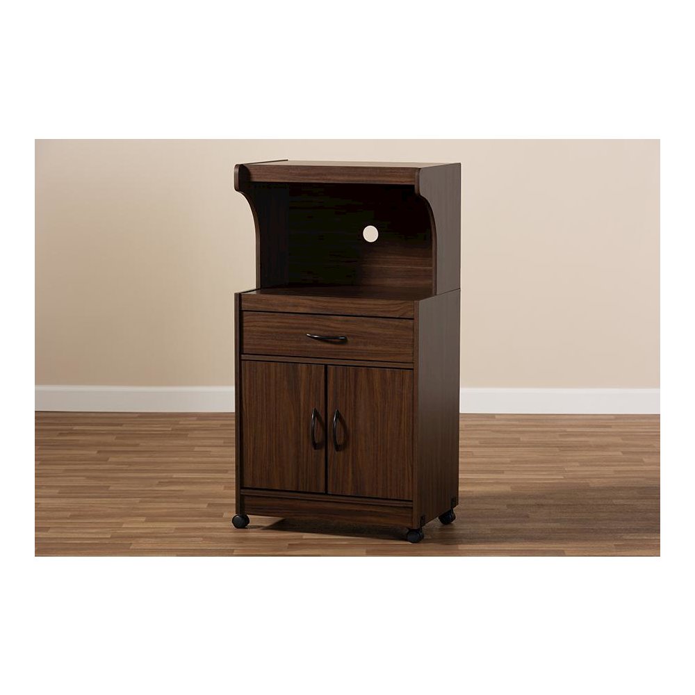Tannis Modern and Contemporary Dark Walnut Finished Kitchen Cabinet. Picture 8