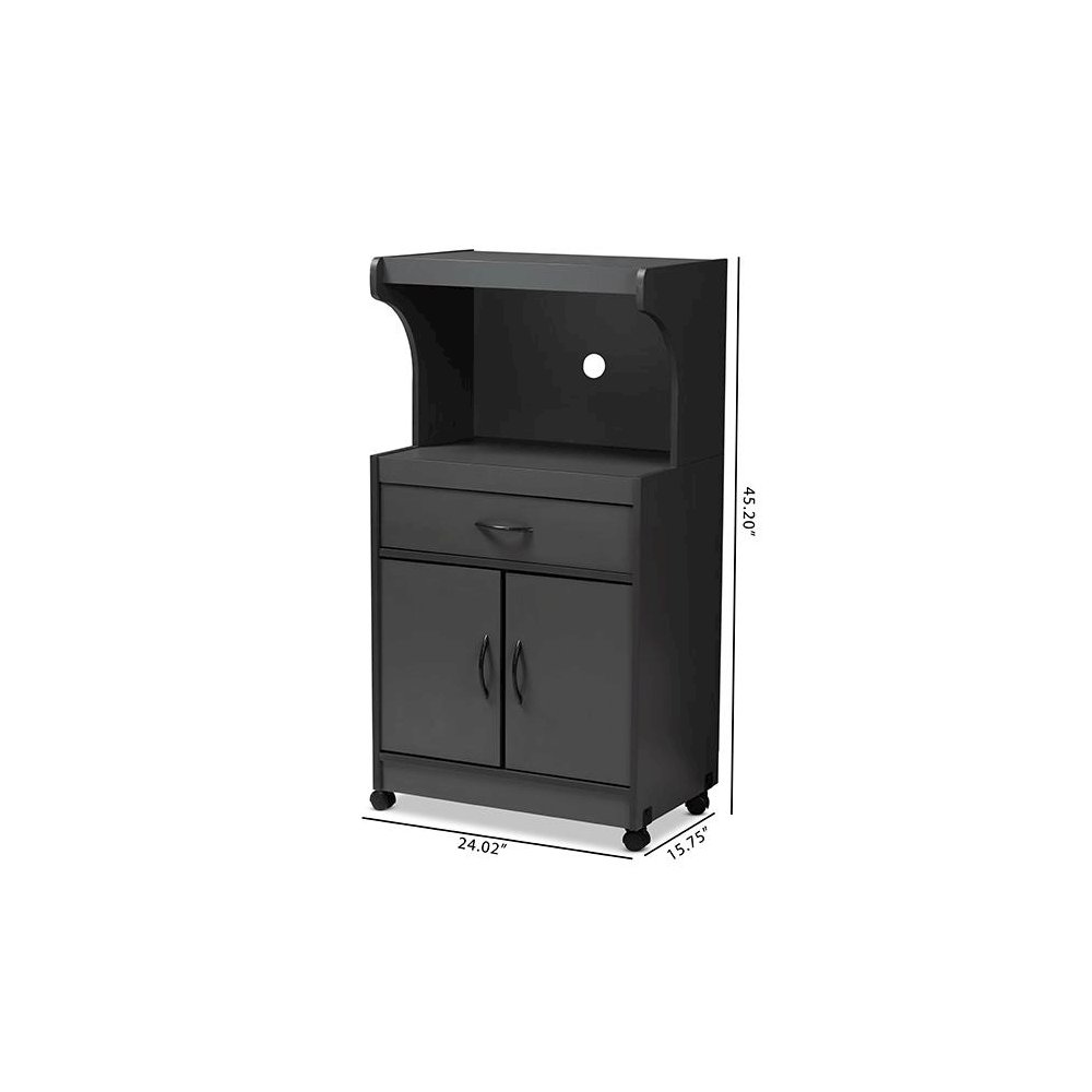 Baxton Studio Tannis Modern and Contemporary Dark Grey Finished Kitchen Cabinet. Picture 10