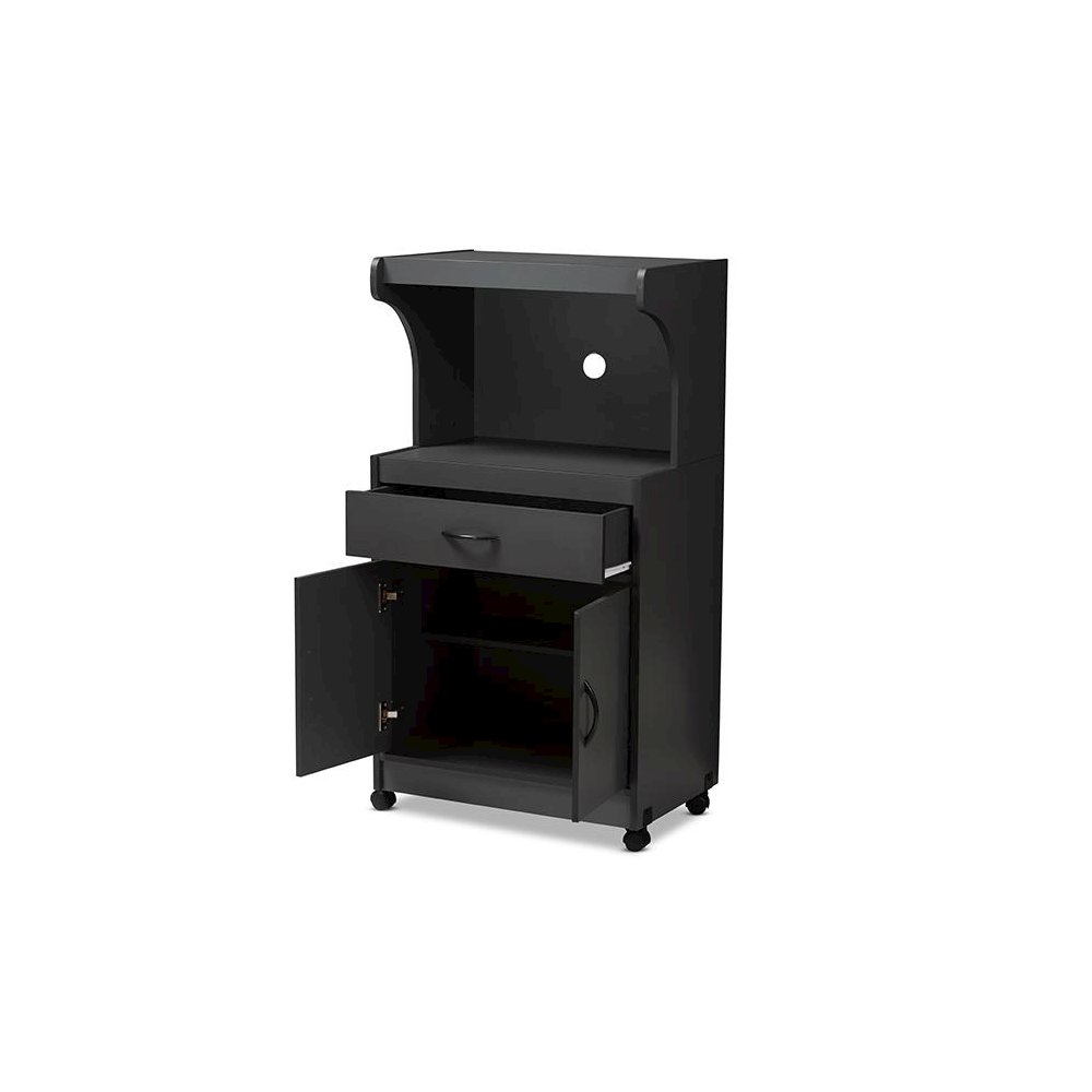 Baxton Studio Tannis Modern and Contemporary Dark Grey Finished Kitchen Cabinet. Picture 2