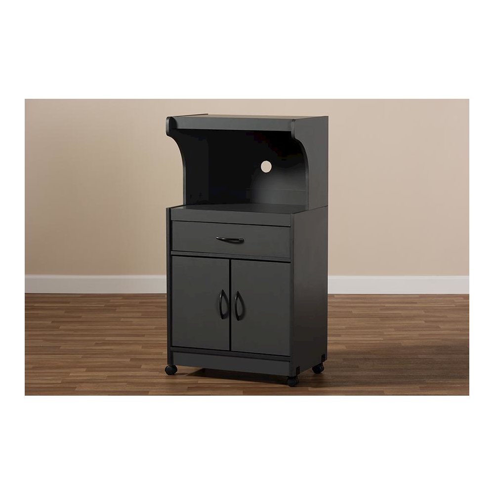 Baxton Studio Tannis Modern and Contemporary Dark Grey Finished Kitchen Cabinet. Picture 9