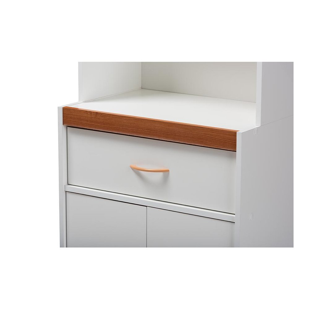 White and Cherry Finished Kitchen Cabinet and Hutch. Picture 5