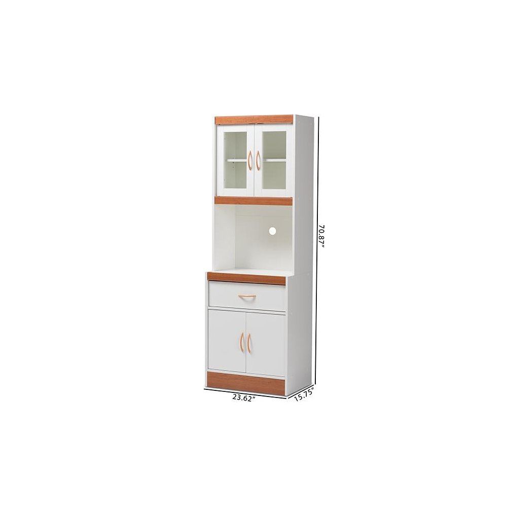 White and Cherry Finished Kitchen Cabinet and Hutch. Picture 9
