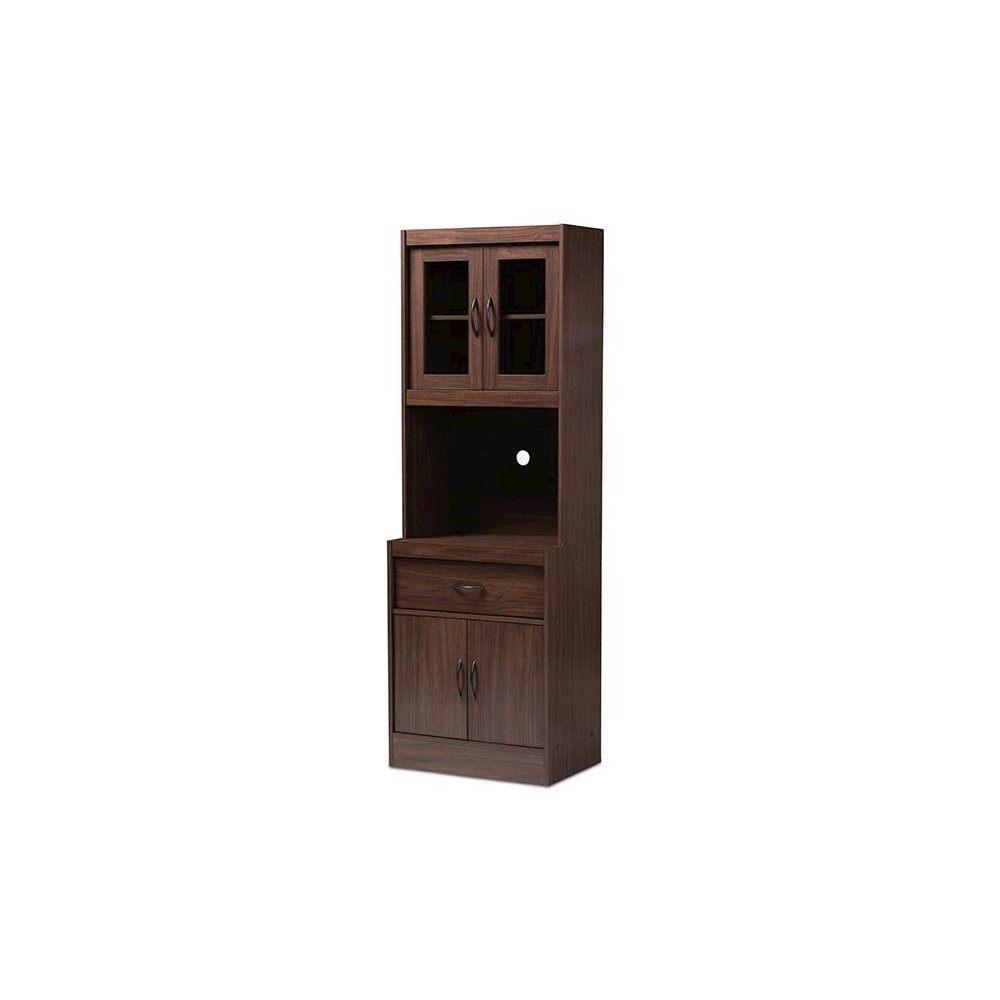 Laurana Modern and Contemporary Dark Walnut Finished Kitchen Cabinet and Hutch. Picture 1