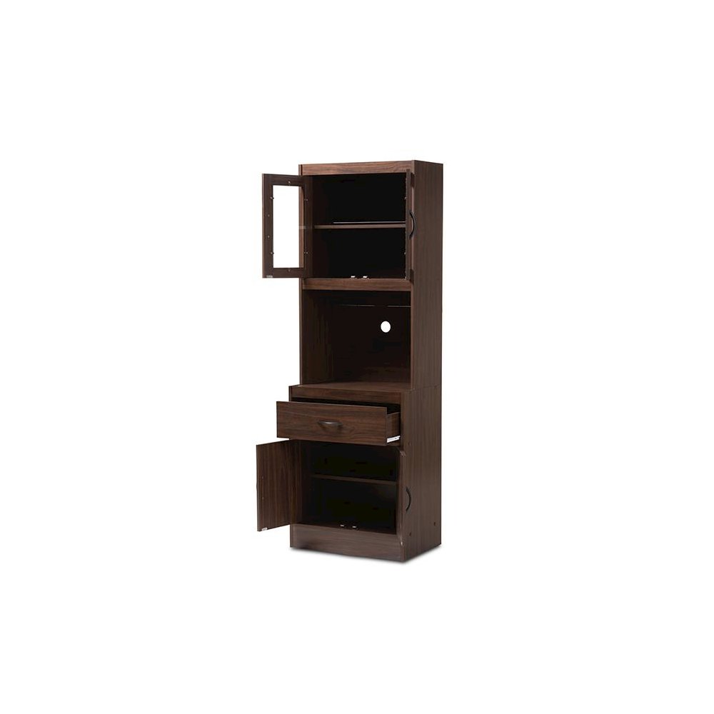 Laurana Modern and Contemporary Dark Walnut Finished Kitchen Cabinet and Hutch. Picture 2