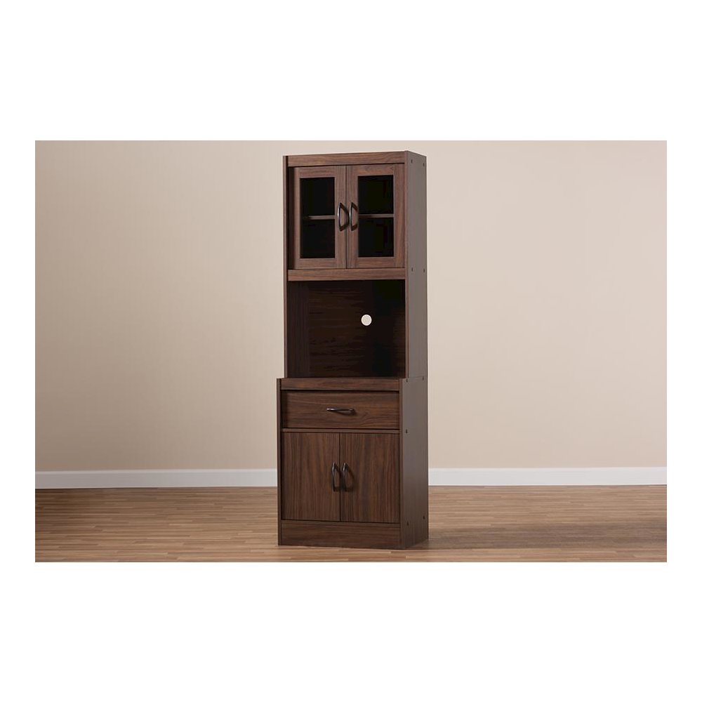 Laurana Modern and Contemporary Dark Walnut Finished Kitchen Cabinet and Hutch. Picture 8