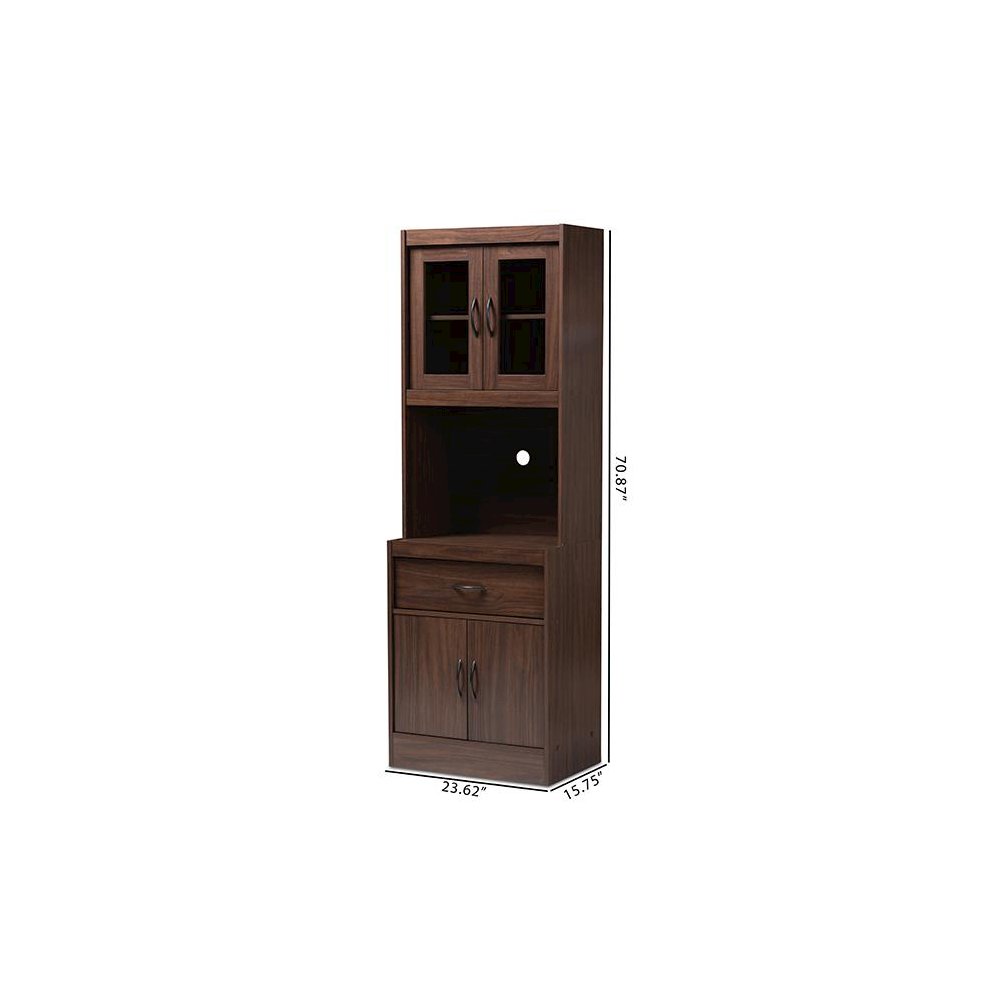 Laurana Modern and Contemporary Dark Walnut Finished Kitchen Cabinet and Hutch. Picture 9