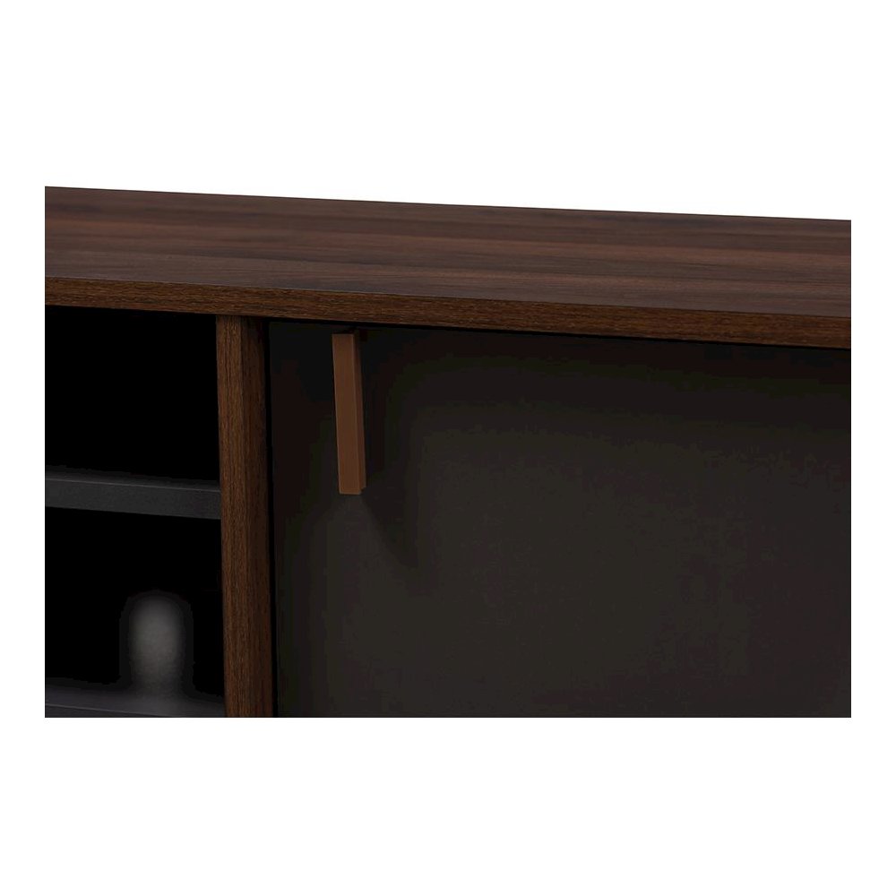 Baxton Studio Samuel Mid-Century Modern Brown and Dark Grey Finished TV Stand. Picture 5