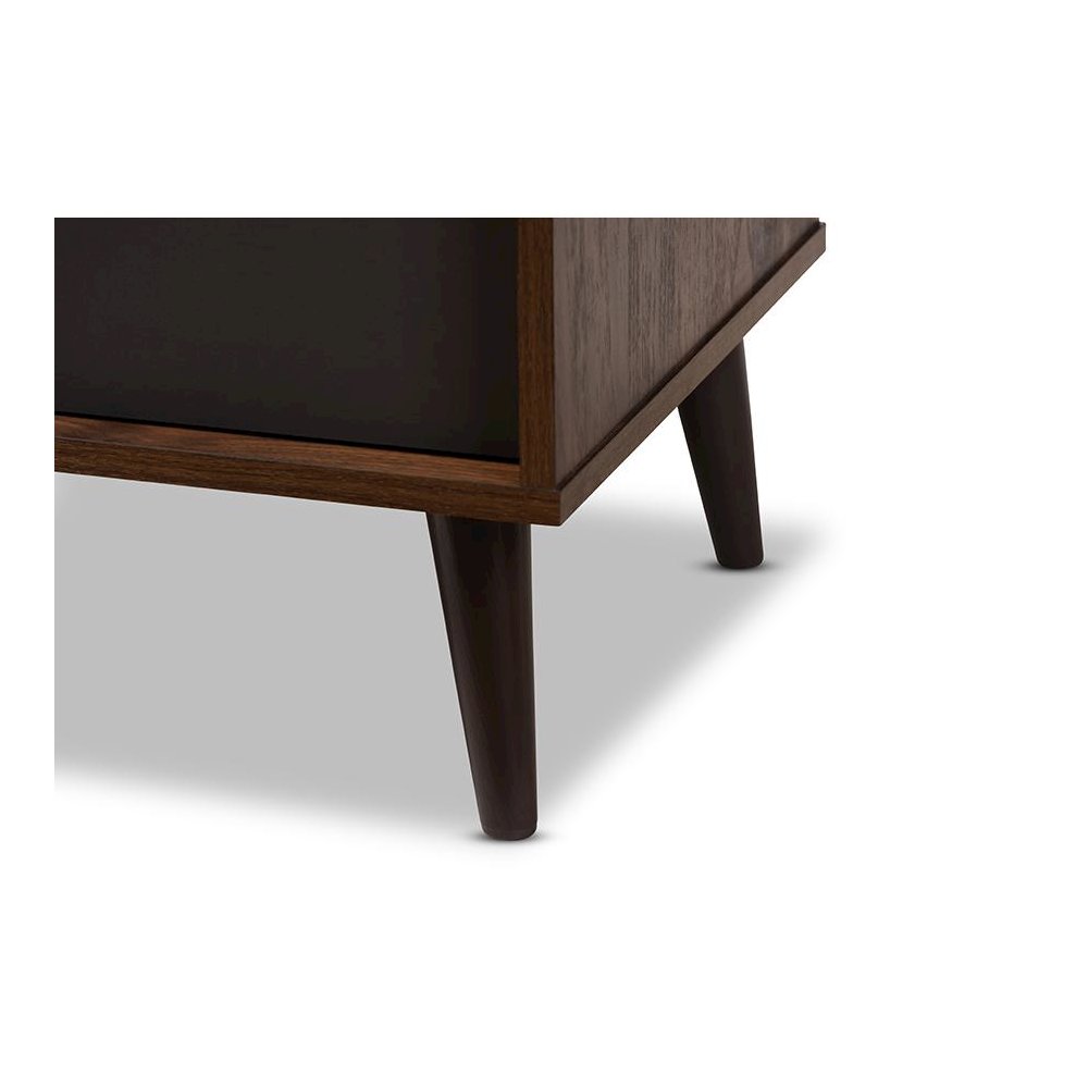 Baxton Studio Samuel Mid-Century Modern Brown and Dark Grey Finished TV Stand. Picture 6