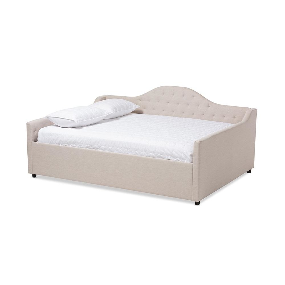 Eliza Modern and Contemporary Light Beige Fabric Upholstered Full Size Daybed. Picture 1