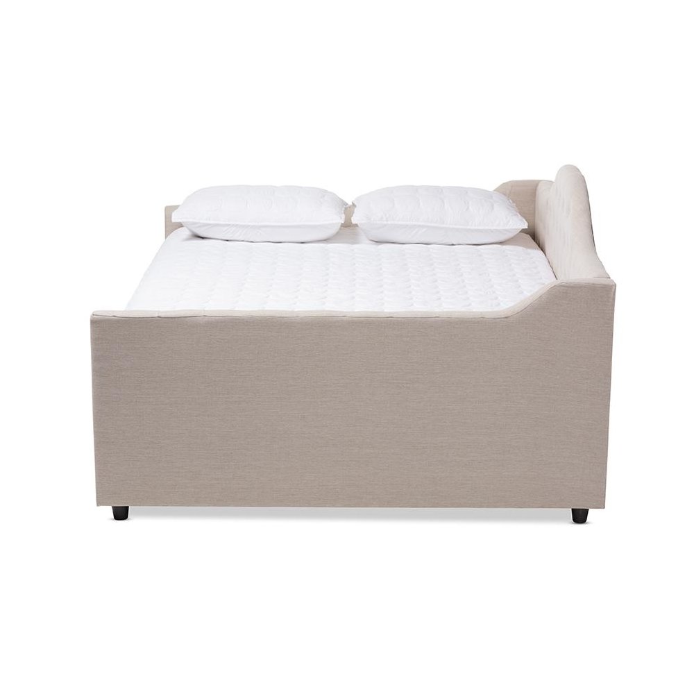 Eliza Modern and Contemporary Light Beige Fabric Upholstered Full Size Daybed. Picture 2