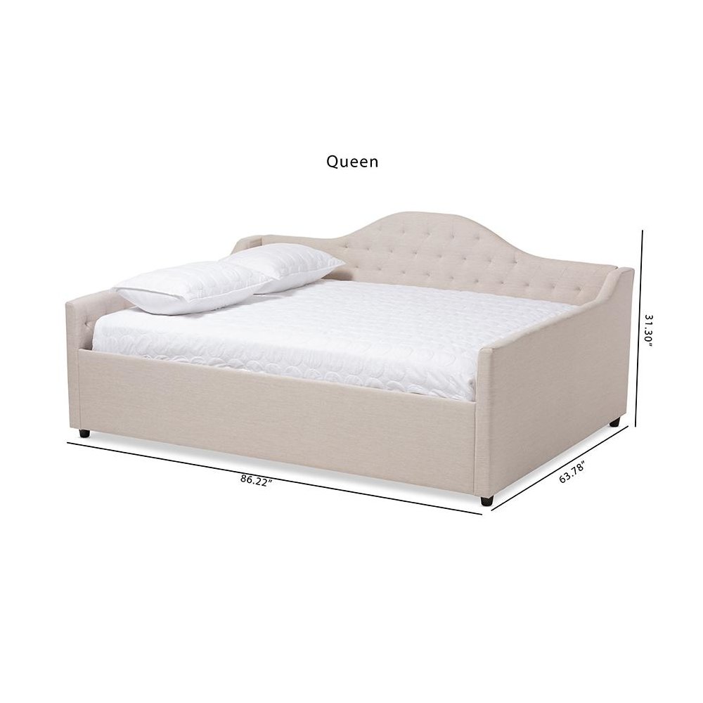 Eliza Modern and Contemporary Light Beige Fabric Upholstered Full Size Daybed. Picture 8