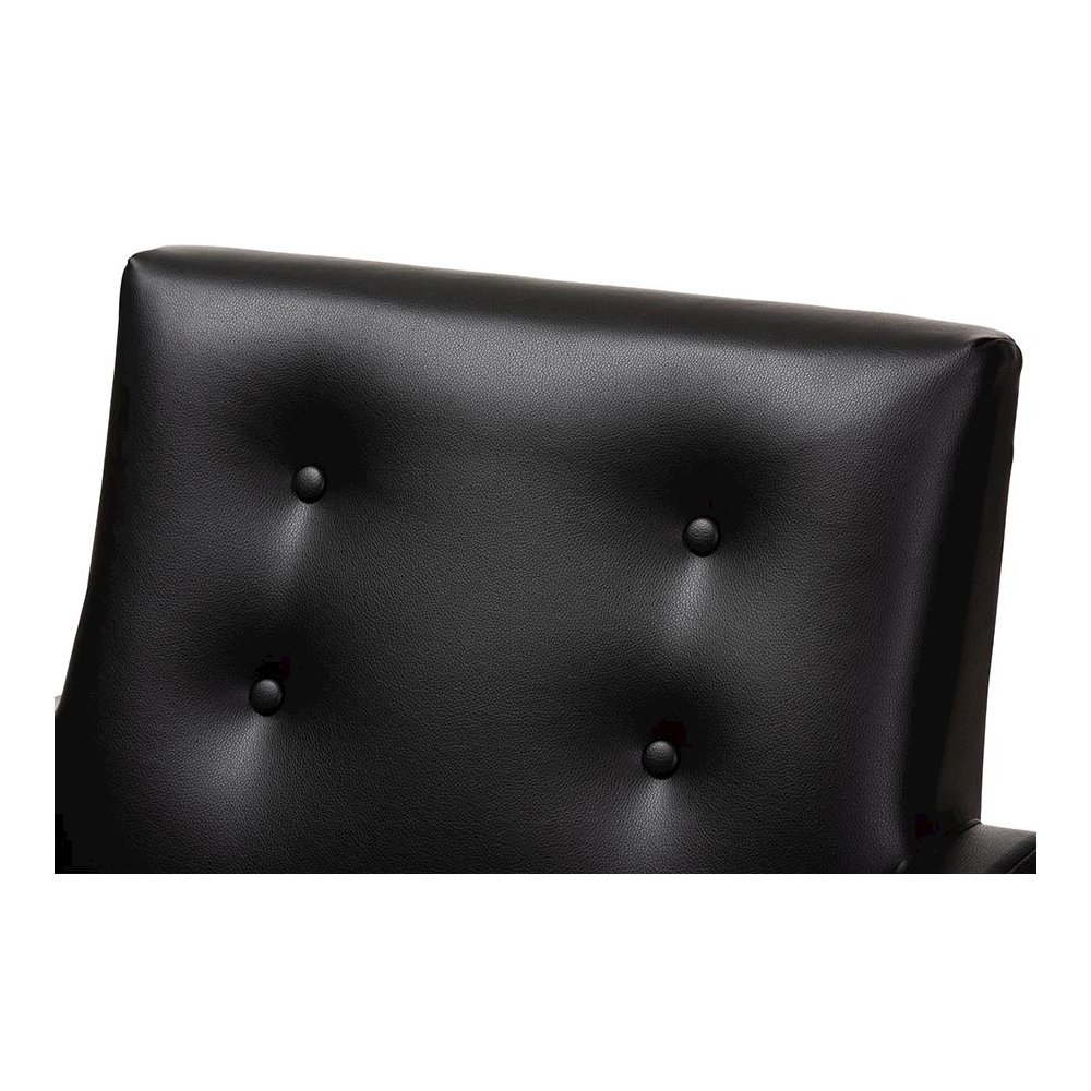 Leather Upholstered Walnut Wood Lounge Chair. Picture 5