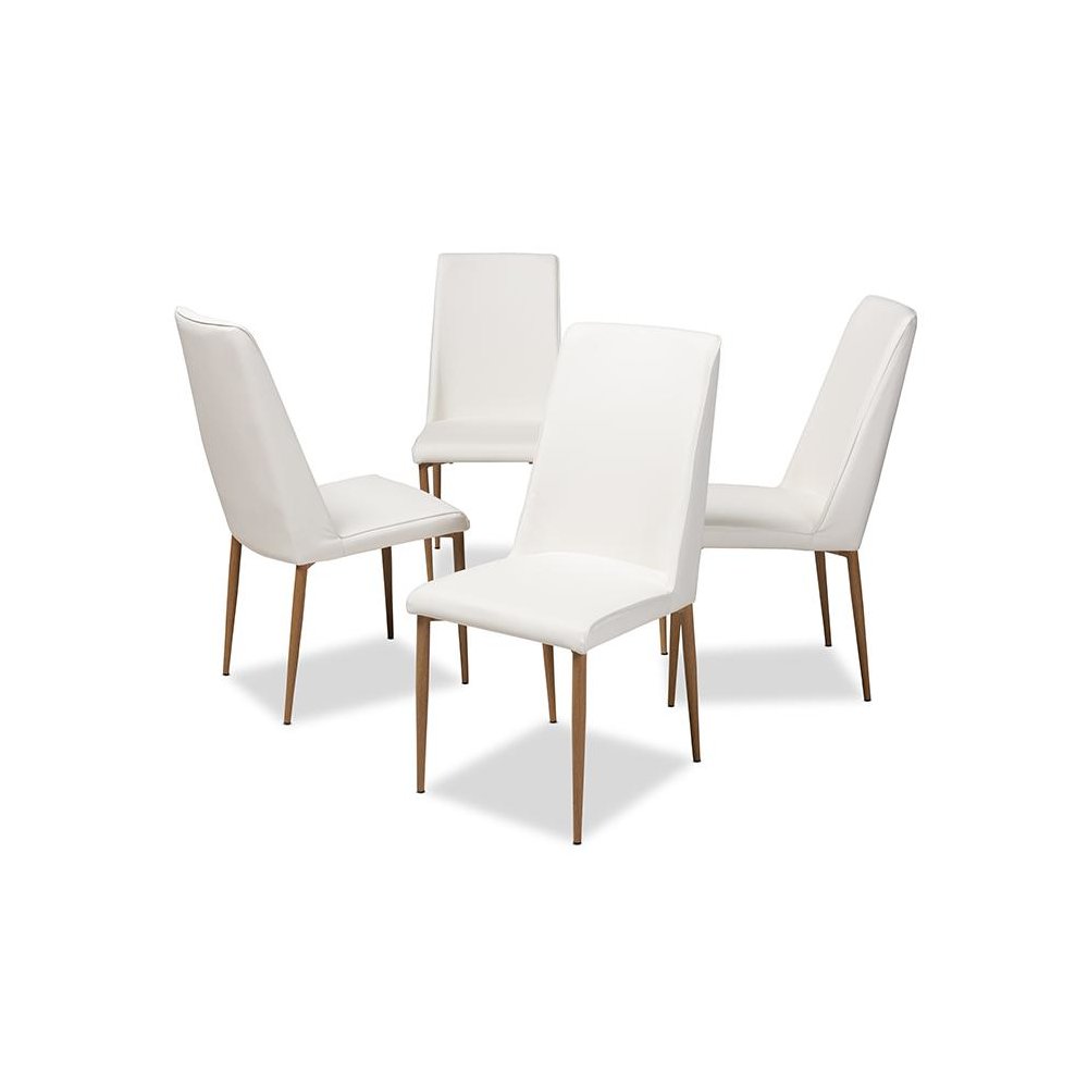 White Faux Leather Upholstered Dining Chair (Set of 4). Picture 1