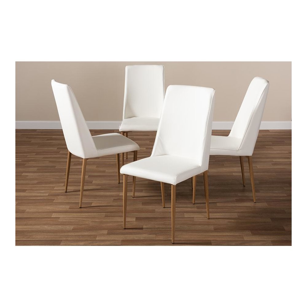 White Faux Leather Upholstered Dining Chair (Set of 4). Picture 4