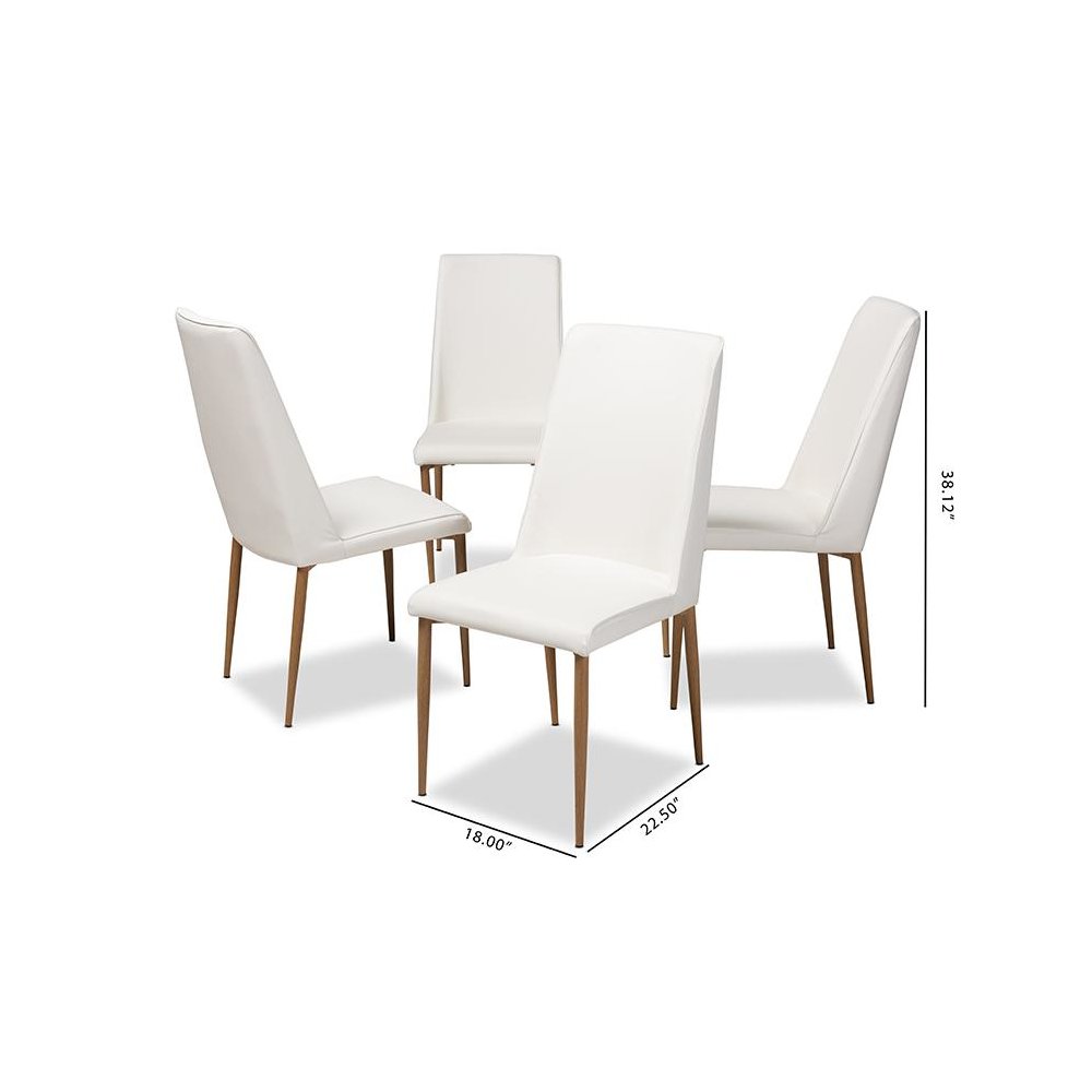 White Faux Leather Upholstered Dining Chair (Set of 4). Picture 5