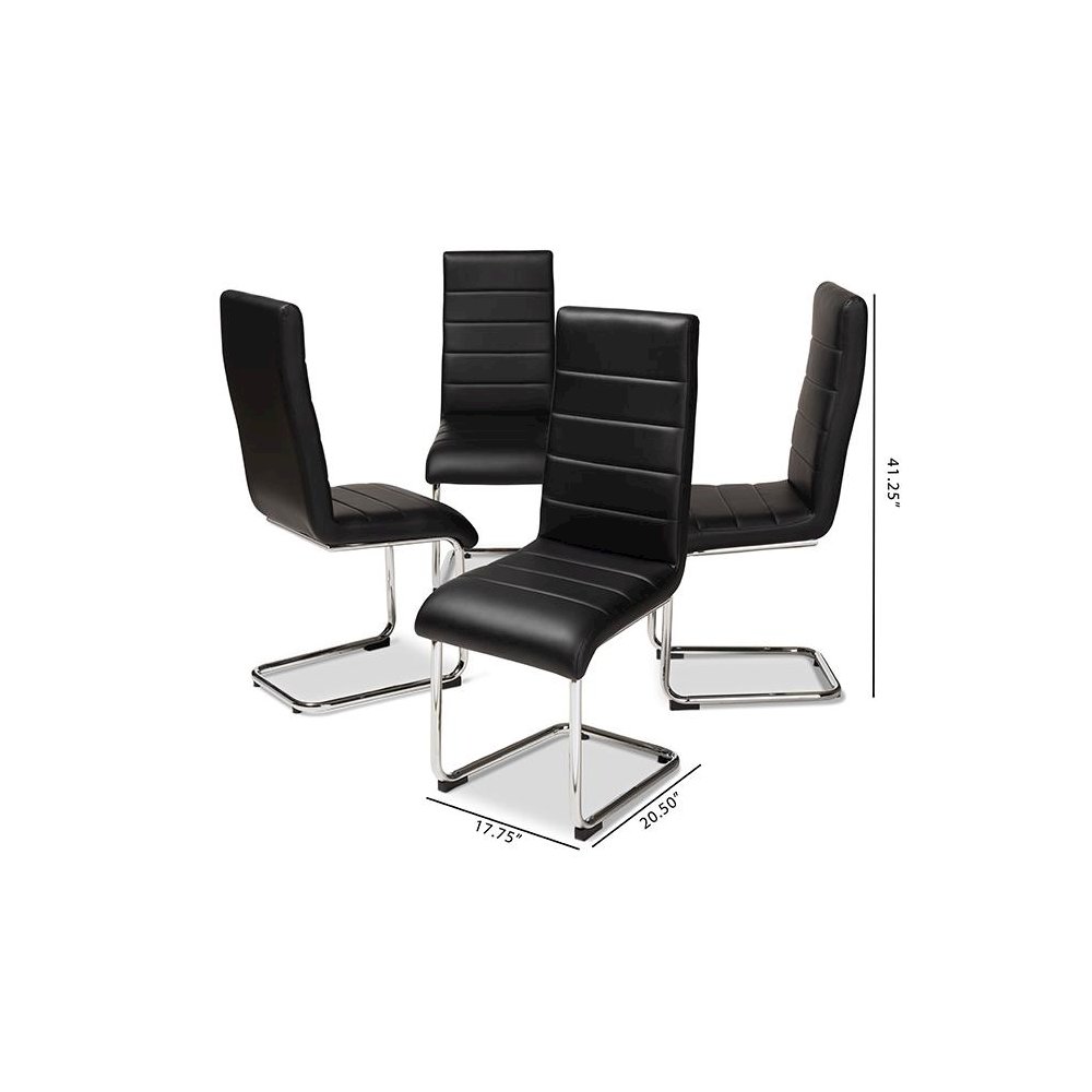 Black Faux Leather Upholstered Dining Chair (Set of 4). Picture 5