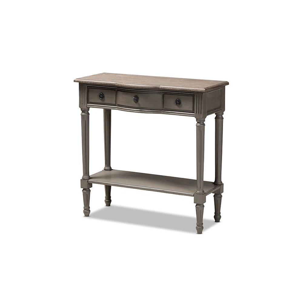 Baxton Studio Noelle French Provincial Gray Finished 1-Drawer Wood Console Table. Picture 1
