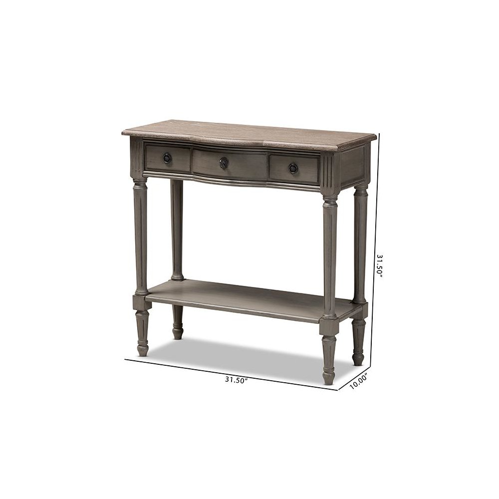 Baxton Studio Noelle French Provincial Gray Finished 1-Drawer Wood Console Table. Picture 10