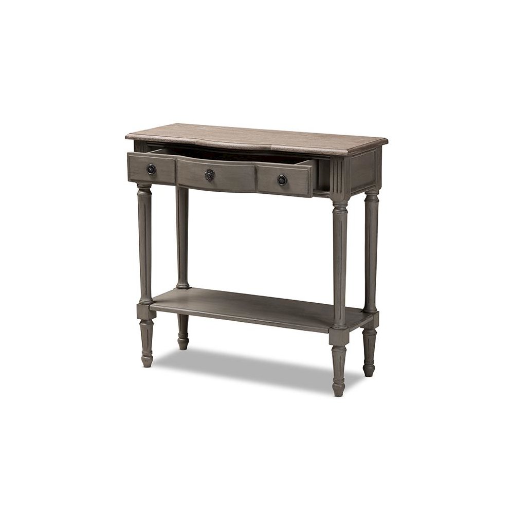 Baxton Studio Noelle French Provincial Gray Finished 1-Drawer Wood Console Table. Picture 2