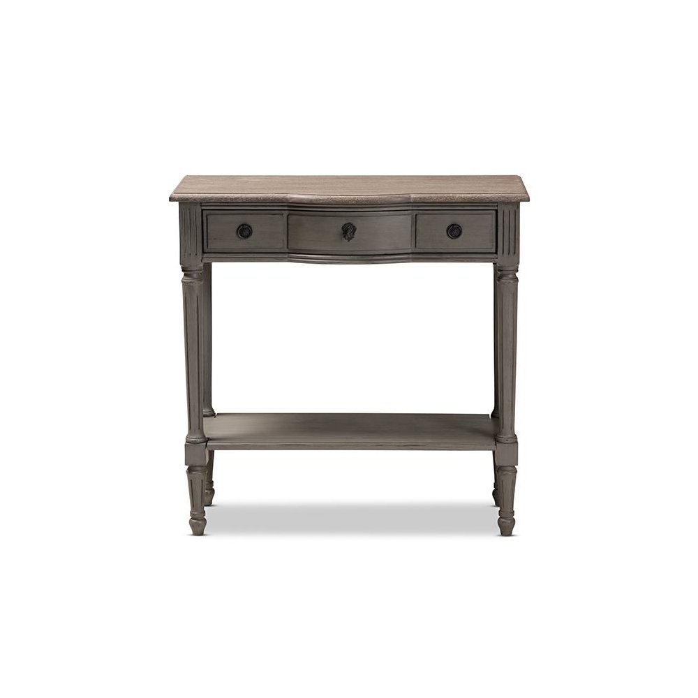 Baxton Studio Noelle French Provincial Gray Finished 1-Drawer Wood Console Table. Picture 3