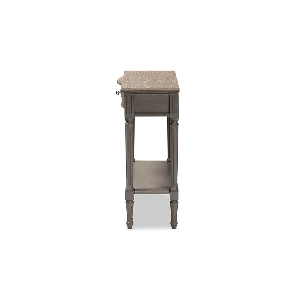Baxton Studio Noelle French Provincial Gray Finished 1-Drawer Wood Console Table. Picture 4