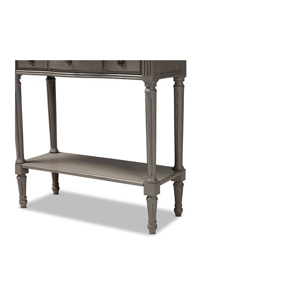 Baxton Studio Noelle French Provincial Gray Finished 1-Drawer Wood Console Table. Picture 7