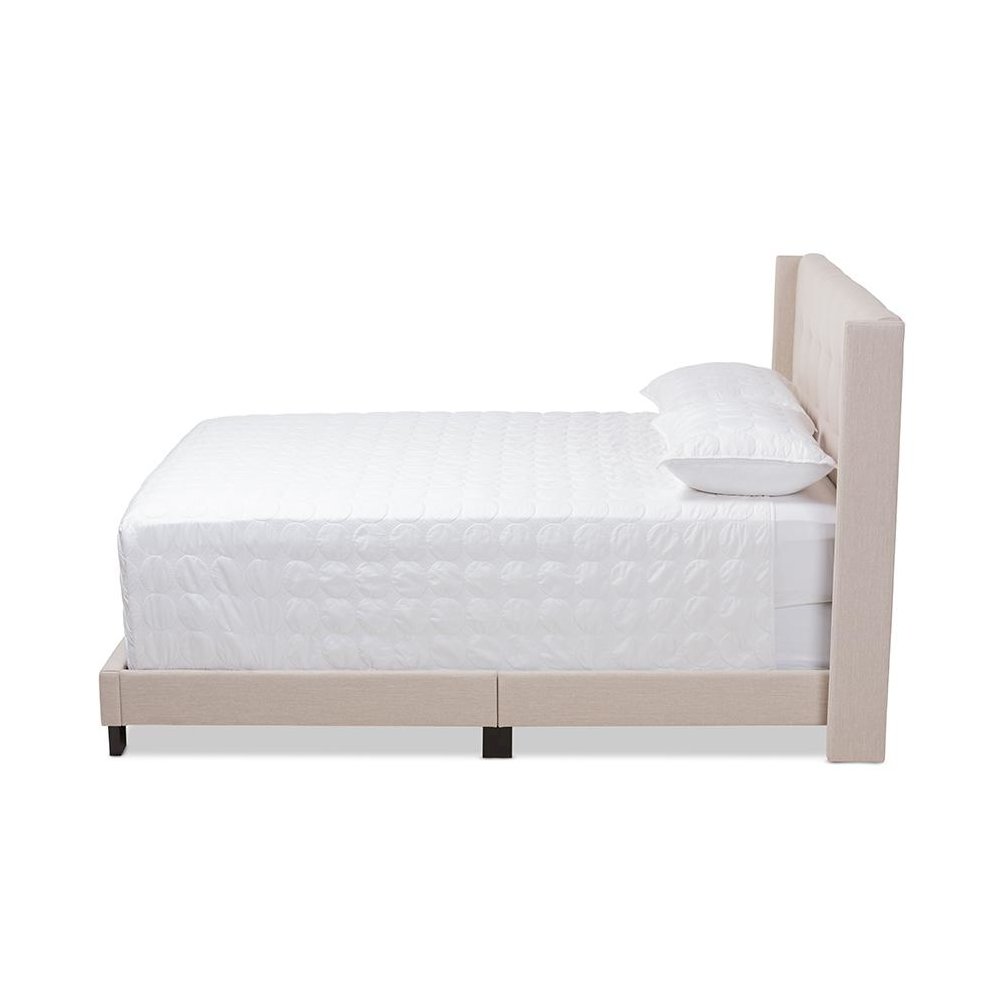 Lisette Modern and Contemporary Beige Fabric Upholstered Full Size Bed. Picture 2